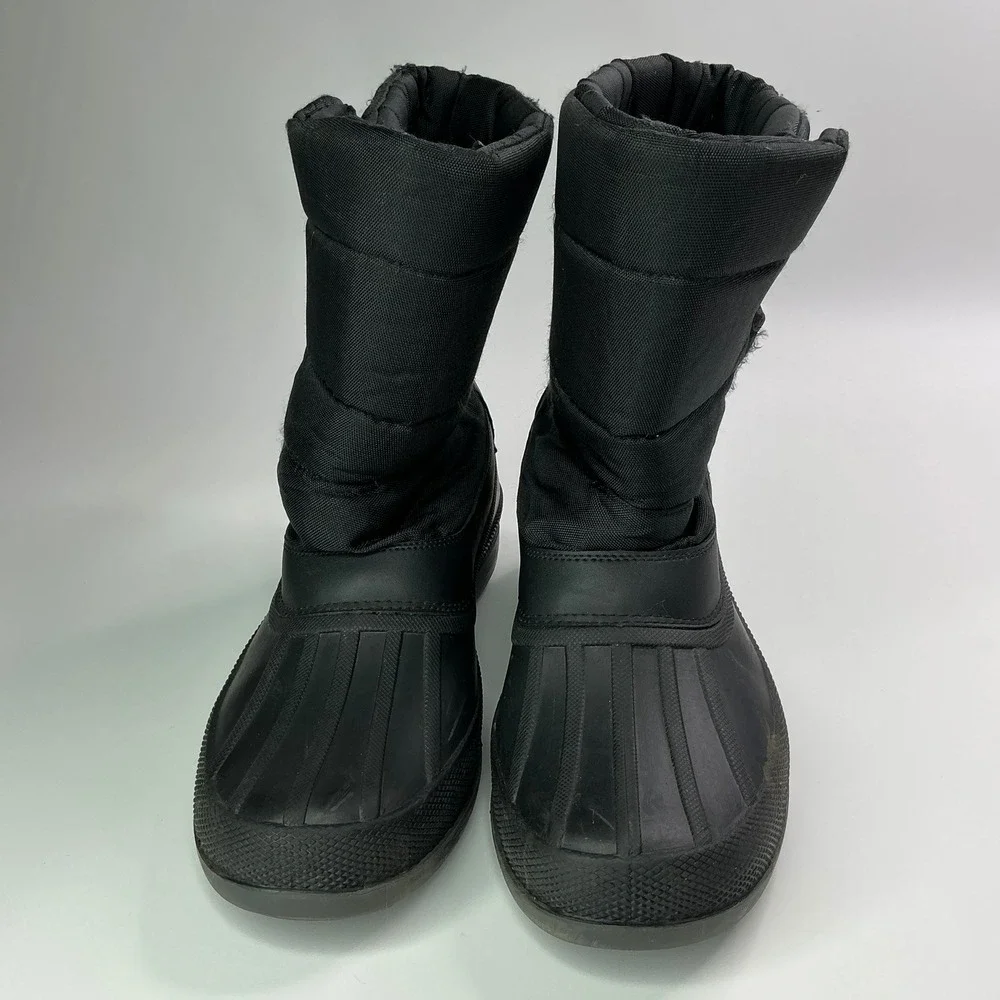 Black Snow Boots Mens Size 9 Insulated Waterproof Shell Hook and Loop HB22001